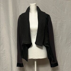 MM Couture Black and Dark Gray Leather Jacket